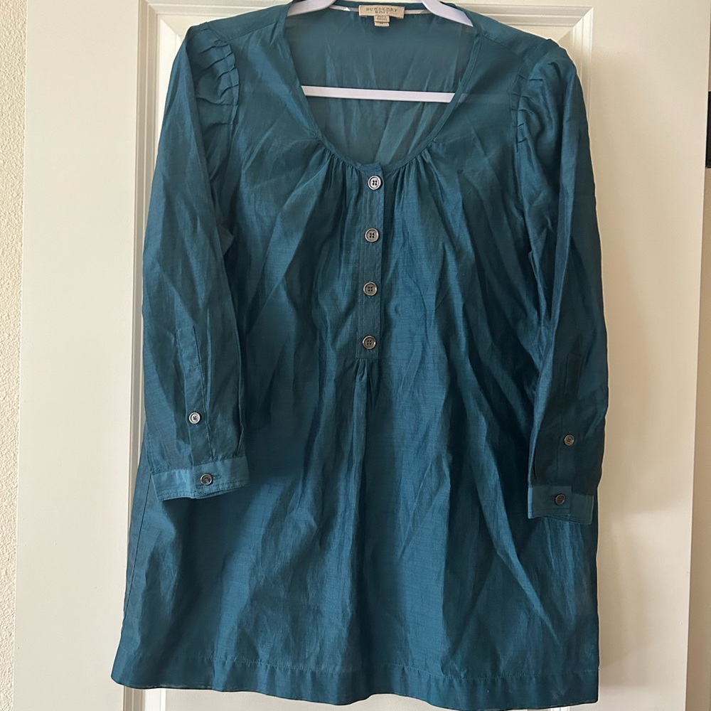 Burberry Brit Teal Scoop-Neck Button Blouse (Size M) - Picture 8 of 10
